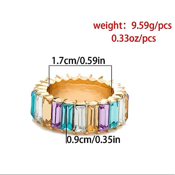 GOLD MULTICOLOR ZIRCON RING SIZE 7 - Picture 4 of 4